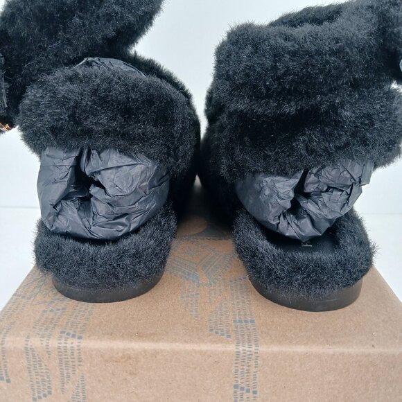 Free People Shearling Parisa Point Flats Size 7 Black New In Box - Picture 8 of 13